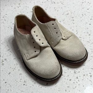 Crewcuts Cream Suede Oxfords preppy Design SZ 11 Kids event wedding FLAW
